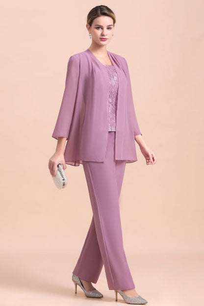 Elegant Cap-Sleeves Lace Chiffon Affordable Mother of Bride Online with Wrap