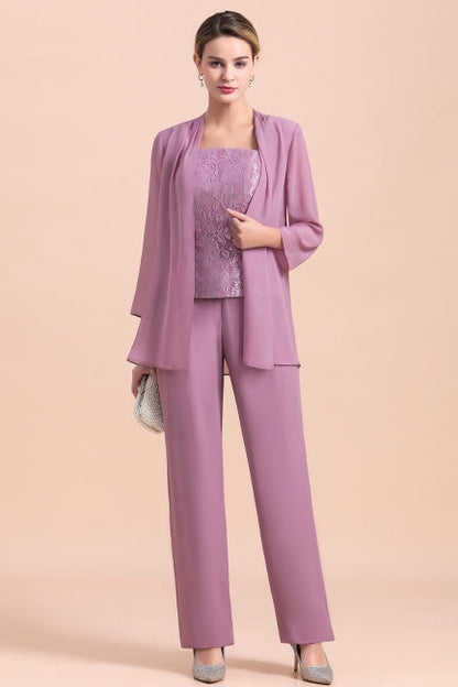 Elegant Cap-Sleeves Lace Chiffon Affordable Mother of Bride Online with Wrap