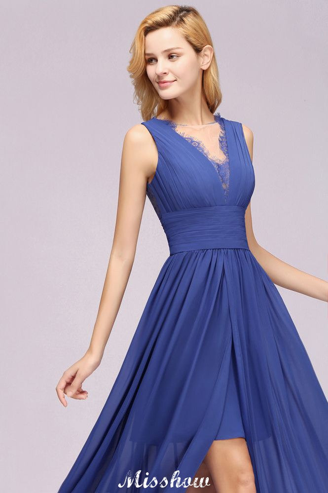Elegante vestido de dama de honor de gasa con encaje, joya, sin mangas, largo hasta el suelo, corte A, con volantes