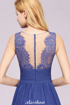 Elegante vestido de dama de honor de gasa con encaje, joya, sin mangas, largo hasta el suelo, corte A, con volantes