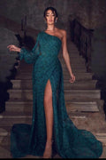 Elegantes vestidos de noche verde oscuro | Vestidos de noche largos de encaje