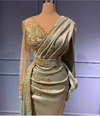 Vestidos de noche elegantes con mangas Vestidos de fiesta largos