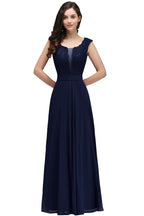 Elegante vestido de fiesta burdeos de corte A con encaje hasta el suelo