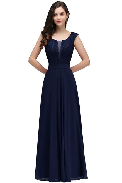 Elegant Floor-length Lace A-line Burgundy Prom Dress