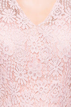 Elegante vestido de dama de honor de gasa rosa polvoriento con apliques florales hasta el suelo.