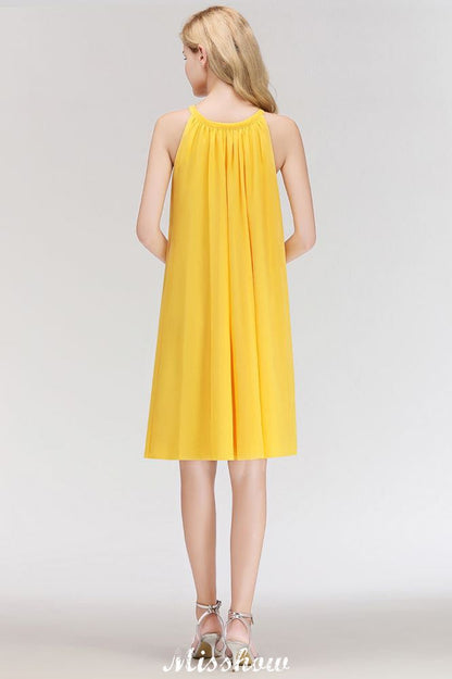 Elegant Halter Simple Sleeveless Evening Dresses Knee Length