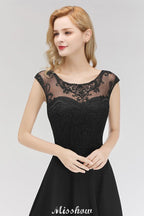 Elegante vestido de dama de honor negro de encaje, sin mangas, largo hasta el suelo, con joya