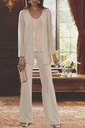 Elegantes trajes de pantalón de encaje para mujer, traje de madre de la novia