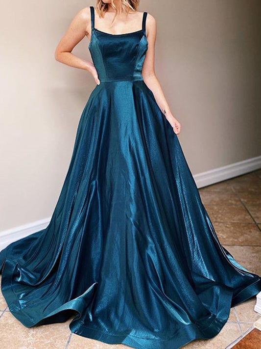 Elegantes langes ärmelloses A-Linien-Abendkleid mit offenem Rücken