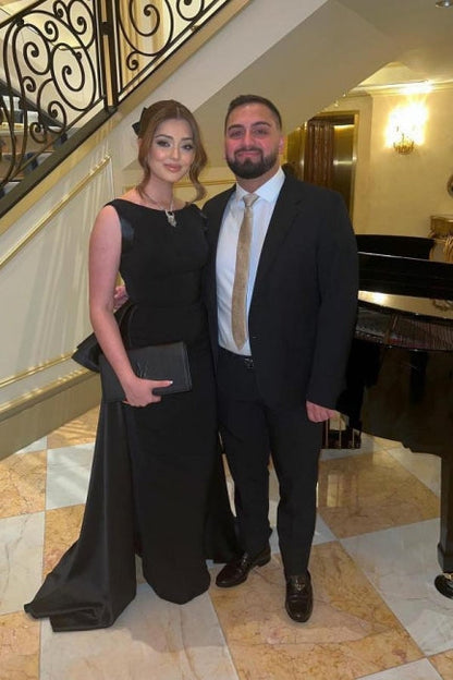 Elegantes vestidos de noche largos negros, vestidos de fiesta sencillos sin mangas