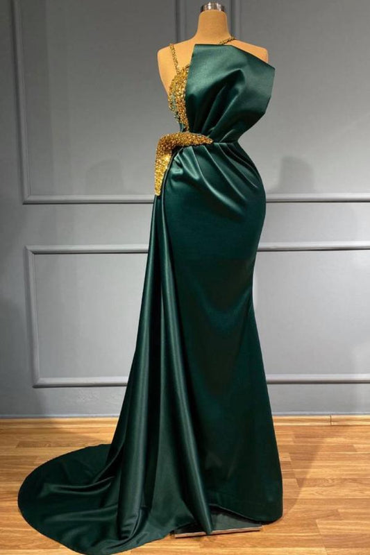Elegantes langes Meerjungfrau-Neckholder-Ballkleid aus Satin