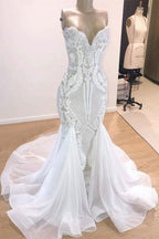 Elegantes langes Meerjungfrau-Brautkleid mit Herzausschnitt und Pailletten