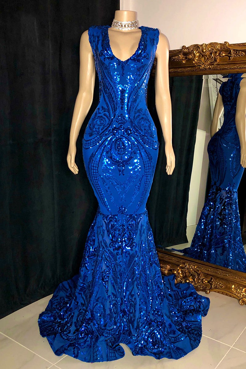Elegante vestido de fiesta largo rojo de sirena sin mangas con encaje
