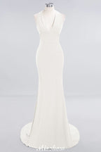 Elegant Mermaid Halter Evening Dress Simple Sleeveless Floor Length Party Gown