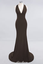 Elegant Mermaid Halter Evening Dress Simple Sleeveless Floor Length Party Gown