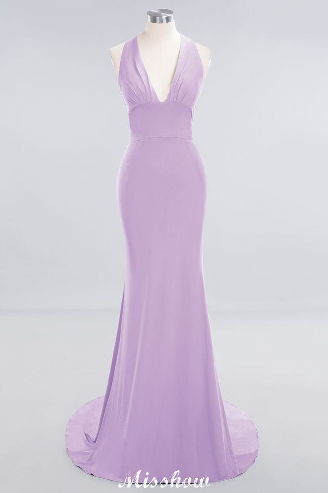 Elegant Mermaid Halter Evening Dress Simple Sleeveless Floor Length Party Gown