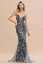 Elegante vestido de noche largo sin mangas de sirena