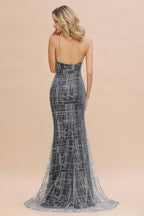 Elegante vestido de noche largo sin mangas de sirena