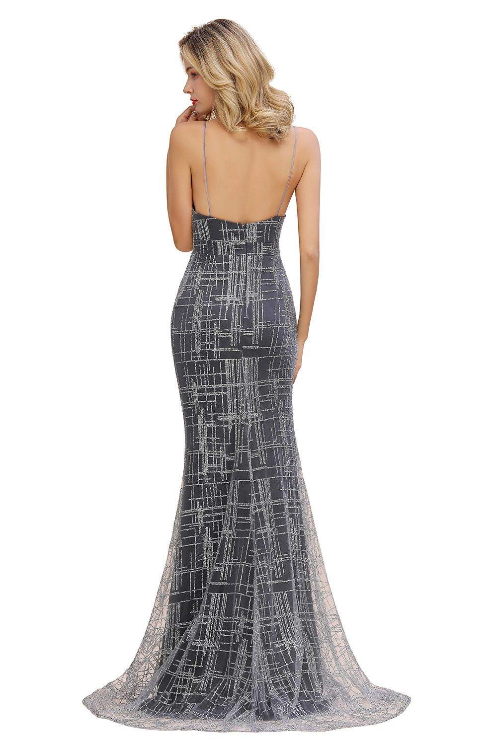 Elegante vestido de noche largo sin mangas de sirena