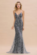 Elegante vestido de noche largo sin mangas de sirena