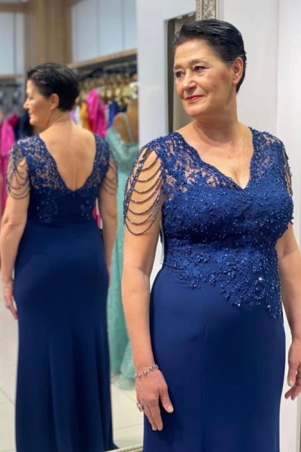 Elegante Kleider für die Brautmutter Königsblaue Brautjungfernkleider mit Spitze