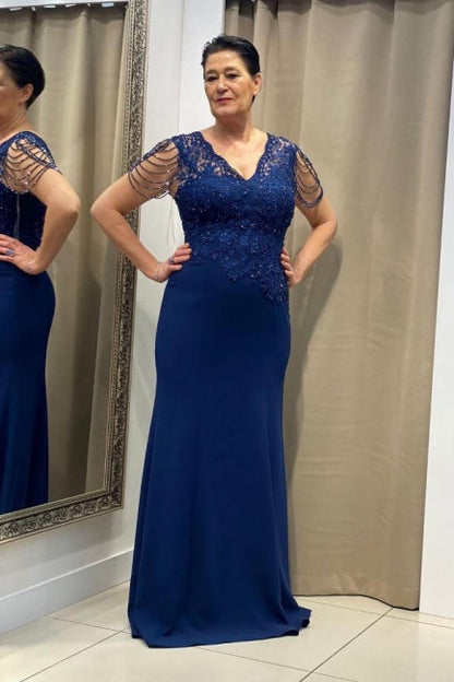Elegante Kleider für die Brautmutter Königsblaue Brautjungfernkleider mit Spitze