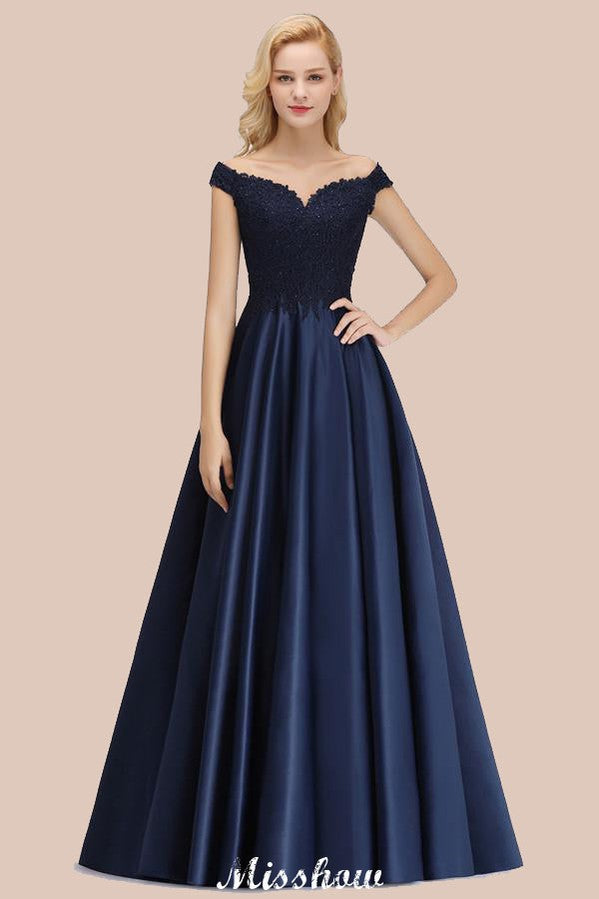 Elegantes vestidos de fiesta con hombros descubiertos, volantes y cuentas | Vestidos de noche corte A sin mangas