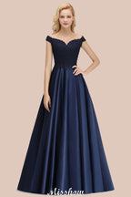 Elegantes vestidos de fiesta con hombros descubiertos, volantes y cuentas | Vestidos de noche corte A sin mangas