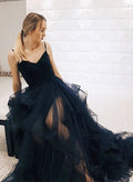 Elegantes Prinzessinnen-Kleid mit V-Ausschnitt und Tüll, lang, für formelle Anlässe