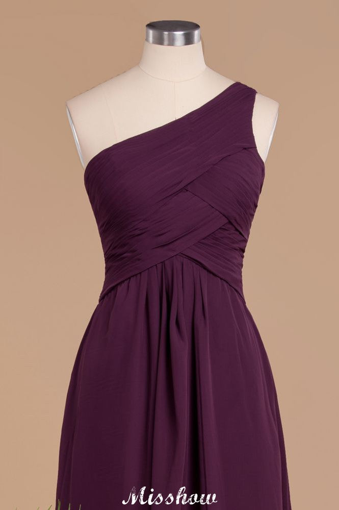 Elegant Ruffles One Shoulder Prom Dresses | A-Line Sleeveless Evening Dresses