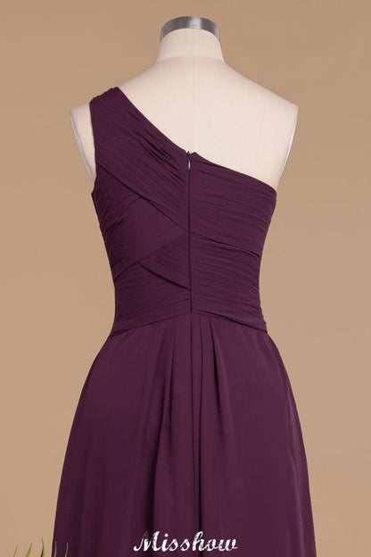 Elegant Ruffles One Shoulder Prom Dresses | A-Line Sleeveless Evening Dresses