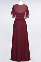 Elegante vestido de dama de honor de satén con escote en V, manga corta, estilo princesa, con volantes de gasa, para invitada de boda