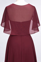 Elegante vestido de dama de honor de satén con escote en V, manga corta, estilo princesa, con volantes de gasa, para invitada de boda