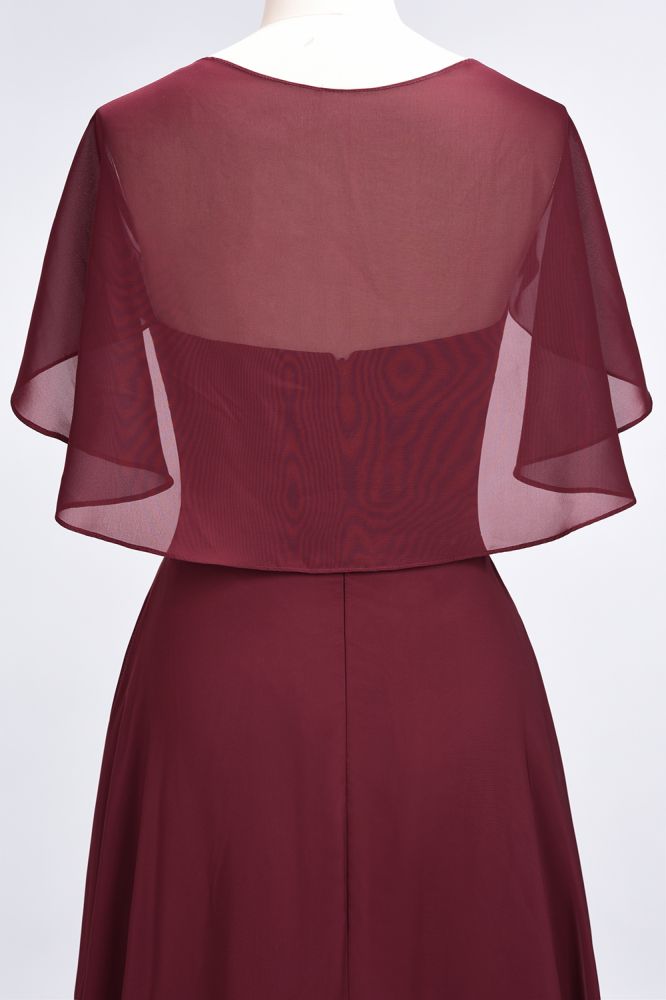 Elegante vestido de dama de honor de satén con escote en V, manga corta, estilo princesa, con volantes de gasa, para invitada de boda