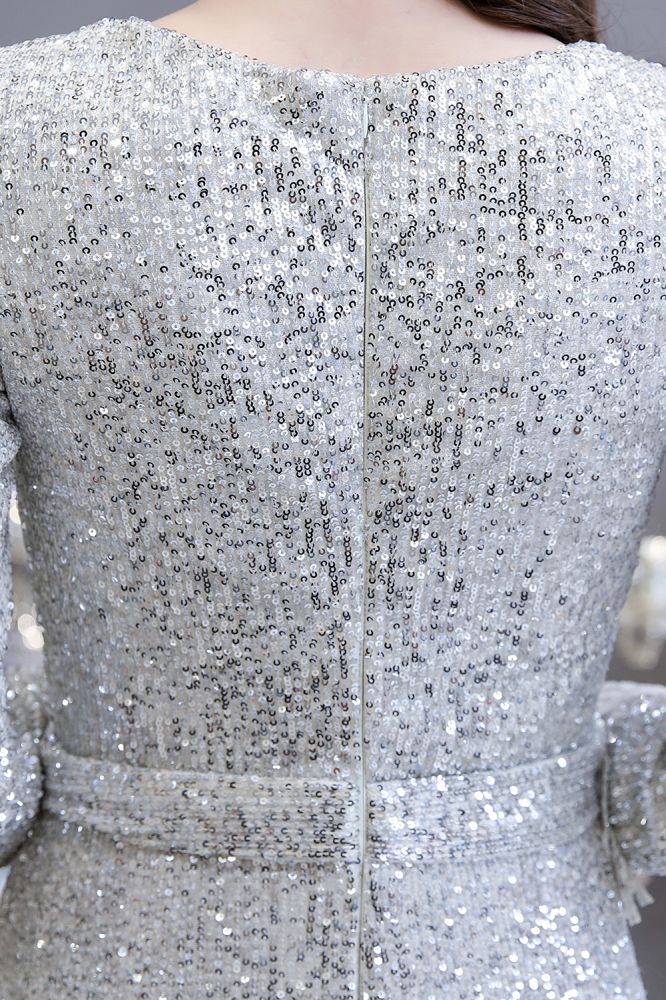 Elegante vestido de cóctel de sirena con escote en V y lentejuelas color burdeos, largo hasta el suelo