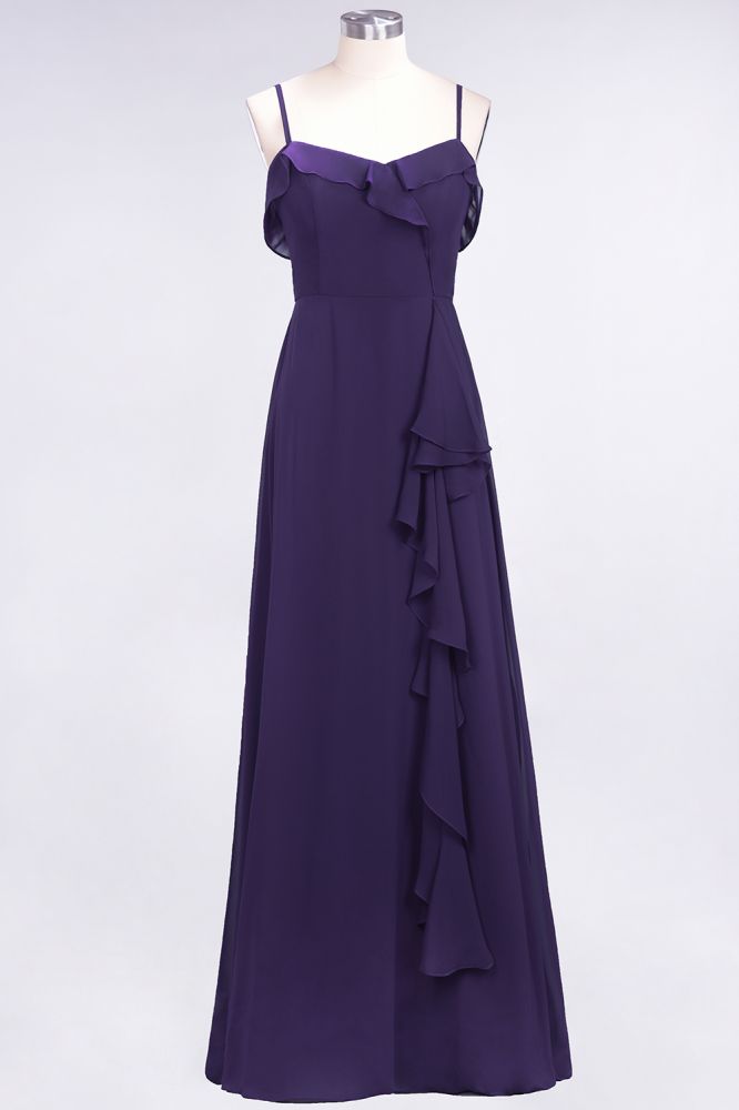 Elegantes Spaghetti Aline Rüschen Einfaches Ballkleid Königsblaues Abendkleid Swing