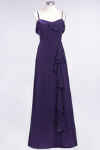 Elegantes Spaghetti Aline Rüschen Einfaches Ballkleid Königsblaues Abendkleid Swing