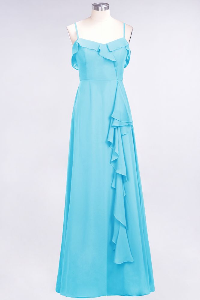 Elegantes Spaghetti Aline Rüschen Einfaches Ballkleid Königsblaues Abendkleid Swing