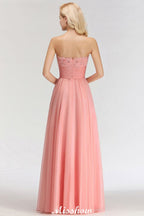 Elegante vestido de dama de honor con escote en forma de A, apliques y volantes de gasa