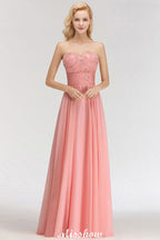 Elegante vestido de dama de honor con escote en forma de A, apliques y volantes de gasa