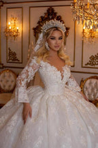 Elegantes Schatz-Langen Ärmeln Ballkleid Spitze Brautkleider Brautkleider