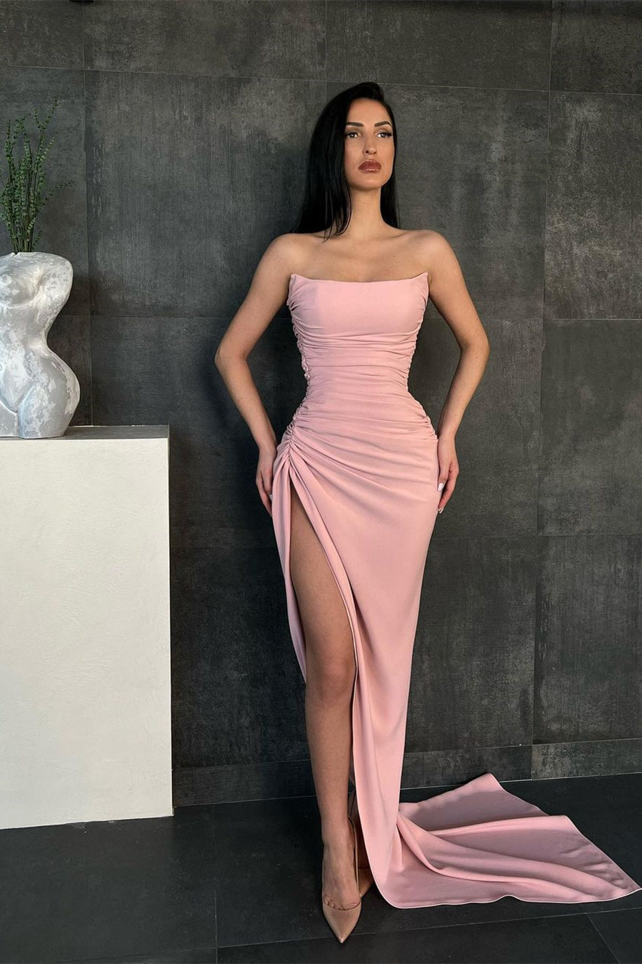 Elegante, schlichte Meerjungfrau-Ballkleider im Sweetheart-Stil mit hohem Schlitz online