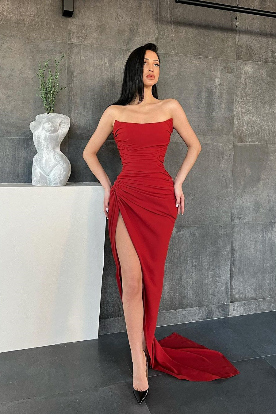 Elegante, schlichte Meerjungfrau-Ballkleider im Sweetheart-Stil mit hohem Schlitz online