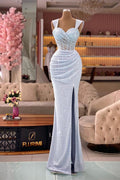 Elegant Sweetheart Sequined Sleeveless Prom Dress With Slit