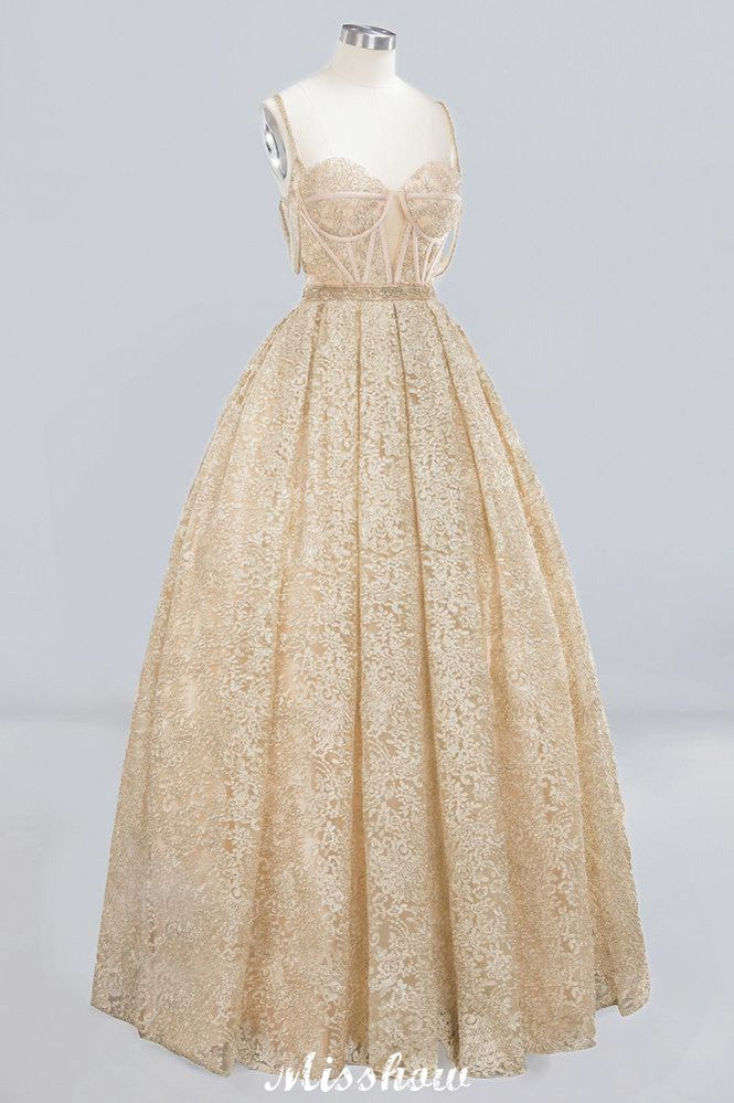 Elegant Tulle Lace Ball Gown Shaghetti Sweetheart Sleevless Wedding Dress