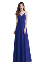 Elegante vestido de dama de honor de gasa con escote en V, sin mangas, para fiesta de noche y graduación