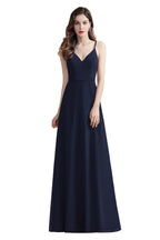 Elegante vestido de dama de honor de gasa con escote en V, sin mangas, para fiesta de noche y graduación