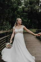 Elegante Brautkleider Lang Tüll | Brautkleider mit Spitze 