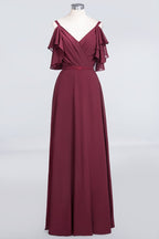 Elegante vestido de dama de honor de gasa con volantes hasta el suelo, con perlas, sin mangas, para fiesta de boda
