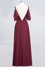 Elegante vestido de dama de honor de gasa con volantes hasta el suelo, con perlas, sin mangas, para fiesta de boda